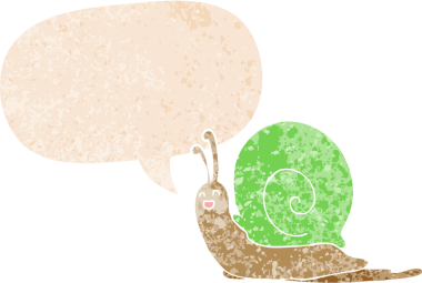 grunge 'da konuşma baloncuğu olan karikatür salyangozu bir insan tarafından çizilmiş tedirgin geçmiş doku