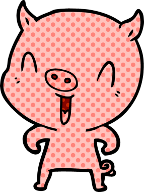 Bir insan tarafından çizilmiş mutlu çizgi film domuzu.