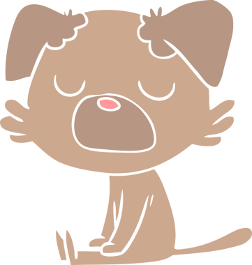 Bir insan tarafından çizilmiş düz renkli çizgi film köpeği.