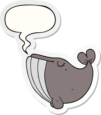 Bir insan tarafından çizilmiş konuşma balonu etiketli bir balina.