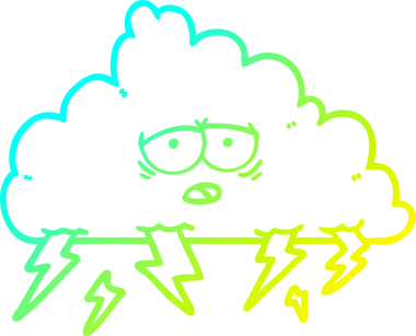 Bir insan tarafından çizilmiş bir karikatür fırtına bulutu çizimi