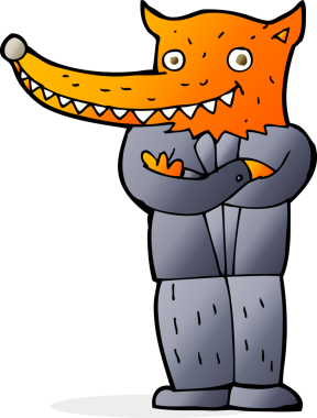 Bir insan tarafından çizilmiş tilki adam.