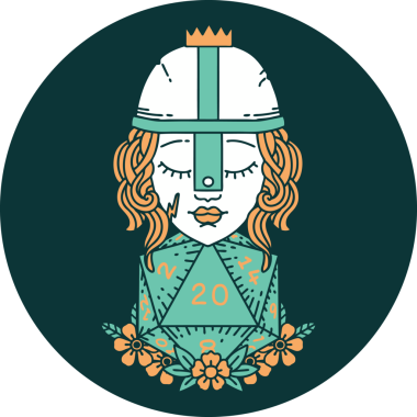 Bir insan tarafından çizilmiş 20 D20 zarlı insan dövüşçüsü simgesi