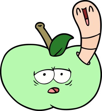 Bir insan tarafından çizilmiş elma solucanı.