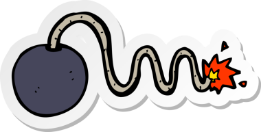 Bir insan tarafından çizilmiş bir karikatür bombasının çıkartması.