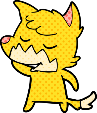 Bir insan tarafından çizilmiş dost canlısı çizgi film tilkisi