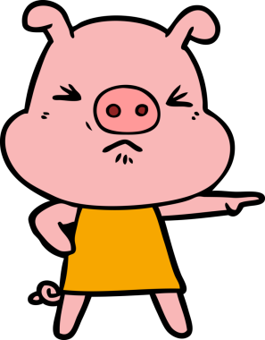 Bir insan tarafından çizilmiş kızgın domuz çizgi filmi.