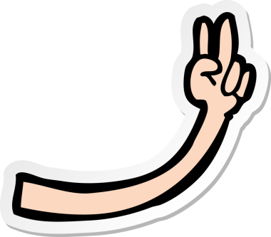 Bir insan tarafından çizilmiş bir karikatür kolunun çıkartması.