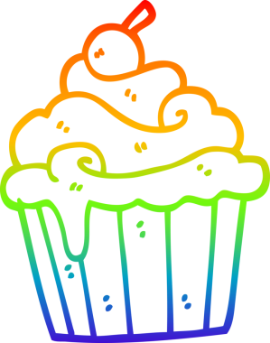 gökkuşağı gradyan çizgi çizimi bir insan tarafından çizilmiş bir fincan kek