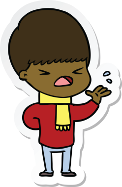 Bir insan tarafından çizilmiş bir karikatür çıkartması.