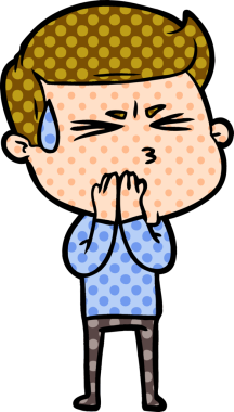 Bir insan tarafından çizilmiş terleyen çizgi film adamı.