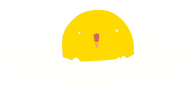 Sevimli düz renkli çizgi film bir insan tarafından çizilmiş kızarmış yumurta.