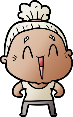 Bir insan tarafından çizilmiş mutlu yaşlı kadın çizgi filmi.