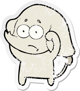 Bir insan tarafından çizilmiş belirsiz bir filin sıkıntılı çıkartması.