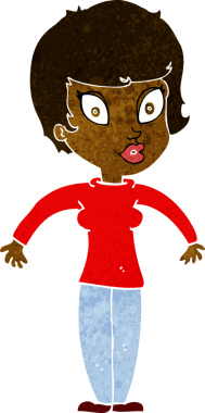 Bir insan tarafından çizilmiş omuz silken çizgi filmdeki kadın.