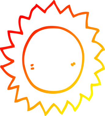 Bir insan tarafından çizilen çizgi film güneşinin sıcak çizgi çizimi