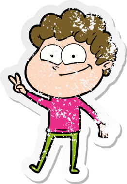 Bir insan tarafından çizilmiş mutlu bir adamın sıkıntılı çıkartması.