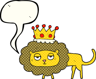 El yazısıyla çizilmiş çizgi roman konuşma balonu karikatür aslanı bir insan tarafından çizilmiş.