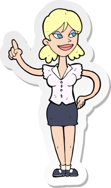 Bir insan tarafından çizilmiş harika bir fikri olan bir karikatür kadının çıkartması.