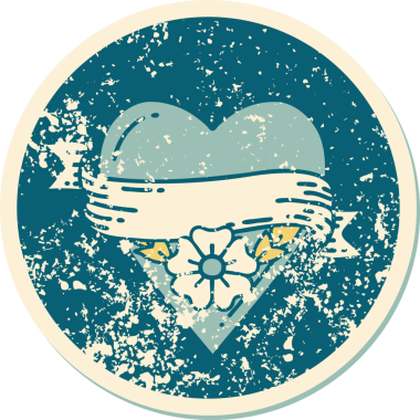 Bir insan tarafından çizilmiş kalp çiçeği ve pankartın sembolik dövmeli resmi.