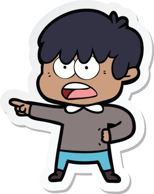 Bir insan tarafından çizilmiş endişeli bir çizgi film çocuğunun çıkartması.