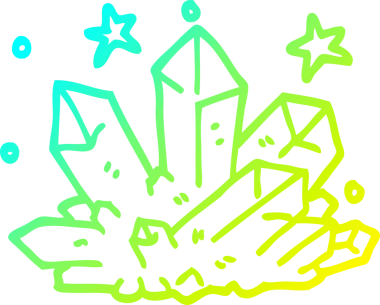 Bir insanın çizdiği sihirli kristalin soğuk gradyan çizgisi.