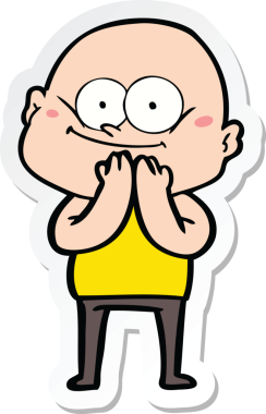 Bir insan tarafından çizilmiş kel bir adamın çıkartması.