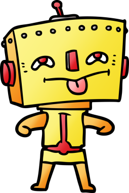 Bir insan tarafından çizilmiş çizgi film robotu