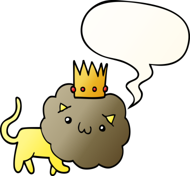 Karikatür aslanı ve konuşma baloncuğu bir insan tarafından çizilmiş düzgün eğimli bir dil.