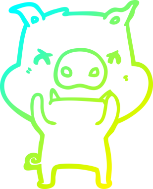 Bir insan tarafından çizilmiş kızgın çizgi film domuzu çizimi.