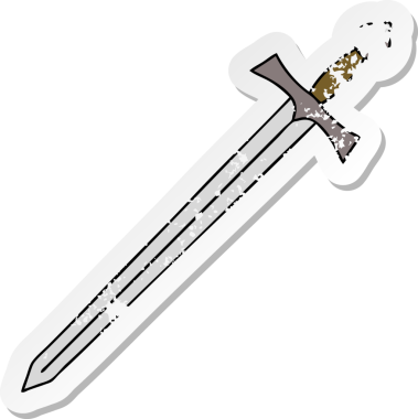 İnsan eliyle çizilmiş garip bir kılıcın sıkıntılı çıkartması.