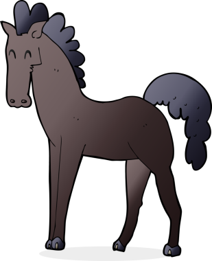 Bir insan tarafından çizilmiş çizgi film atı.