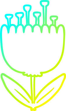 Bir insanın çizdiği karikatür çiçeğinin soğuk gradyan çizgisi.