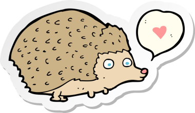 Bir insan tarafından çizilmiş şirin kirpinin çıkartması.