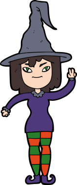 Bir insan tarafından çizilmiş çizgi film cadısı.