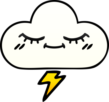 Bir insan tarafından çizilmiş gök gürültüsü bulutunun gölgelenmiş karikatürü