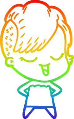 gökkuşağı gradyan çizimi mutlu bir çizgi film kızı bir insan tarafından çizildi