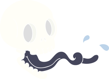 Bir insan tarafından çizilmiş tuhaf bir kafatası.