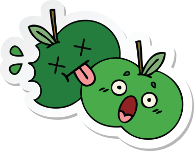 Bir insan tarafından çizilmiş şirin bir çizgi film elmasının çıkartması.