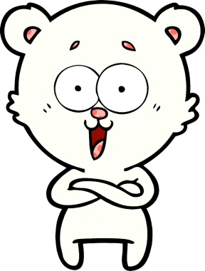 Bir insan tarafından çizilmiş mutlu kutup ayısı karikatürü