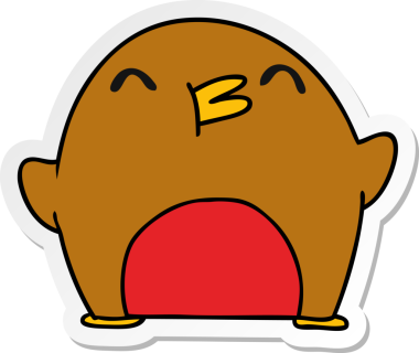 Bir insan tarafından çizilmiş serbest sticker çizgi film Şirin kawaii kırmızı robin