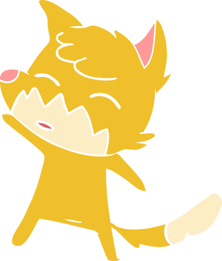 Bir insan tarafından çizilmiş düz renk çizgi film tilkisi