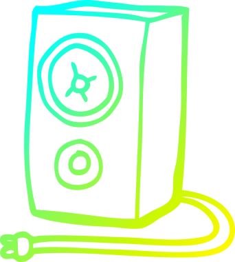 Bir insan tarafından çizilmiş eski bir ahşap hoparlörün soğuk gradyan çizimi