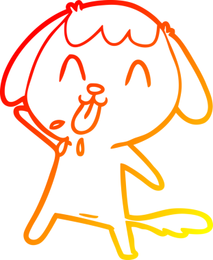 Bir insan tarafından çizilmiş sevimli bir köpeğin sıcak çizgi çizgisi.