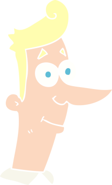 Bir insan tarafından çizilen gülümseyen adamın düz renk çizimi