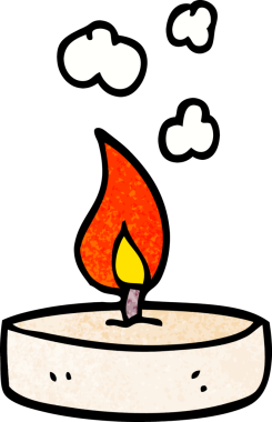 Bir insan tarafından çizilmiş küçük bir mum.