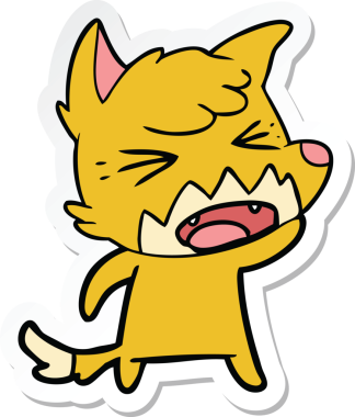 Bir insan tarafından çizilmiş kızgın bir tilkinin çıkartması.