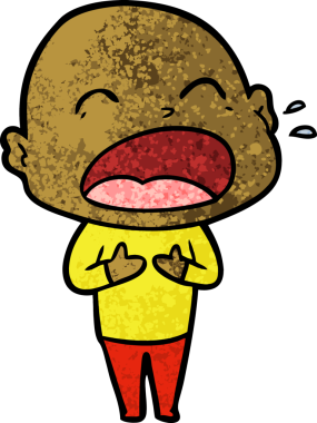 Bir insan tarafından çizilmiş kel adam diye bağıran çizgi film.