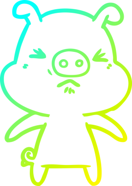 Bir insan tarafından çizilmiş kızgın bir domuzun soğuk çizgi çizimi.