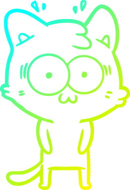 Bir çizgi filmin soğuk gradyan çizimi bir insan tarafından çizilmiş sürpriz bir kedi.